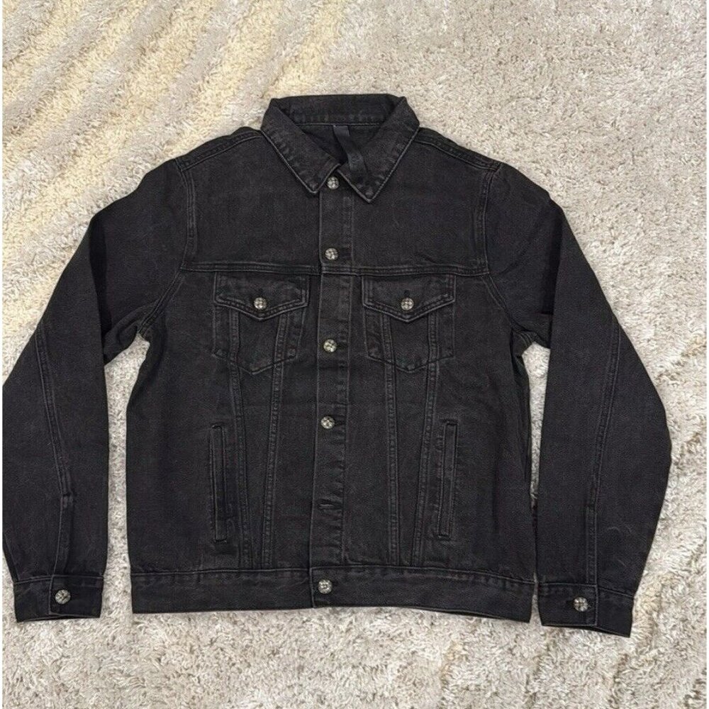 Chrome Hearts Forever Black Back Patch Black Denim Jean Jacket Men’s Size Large